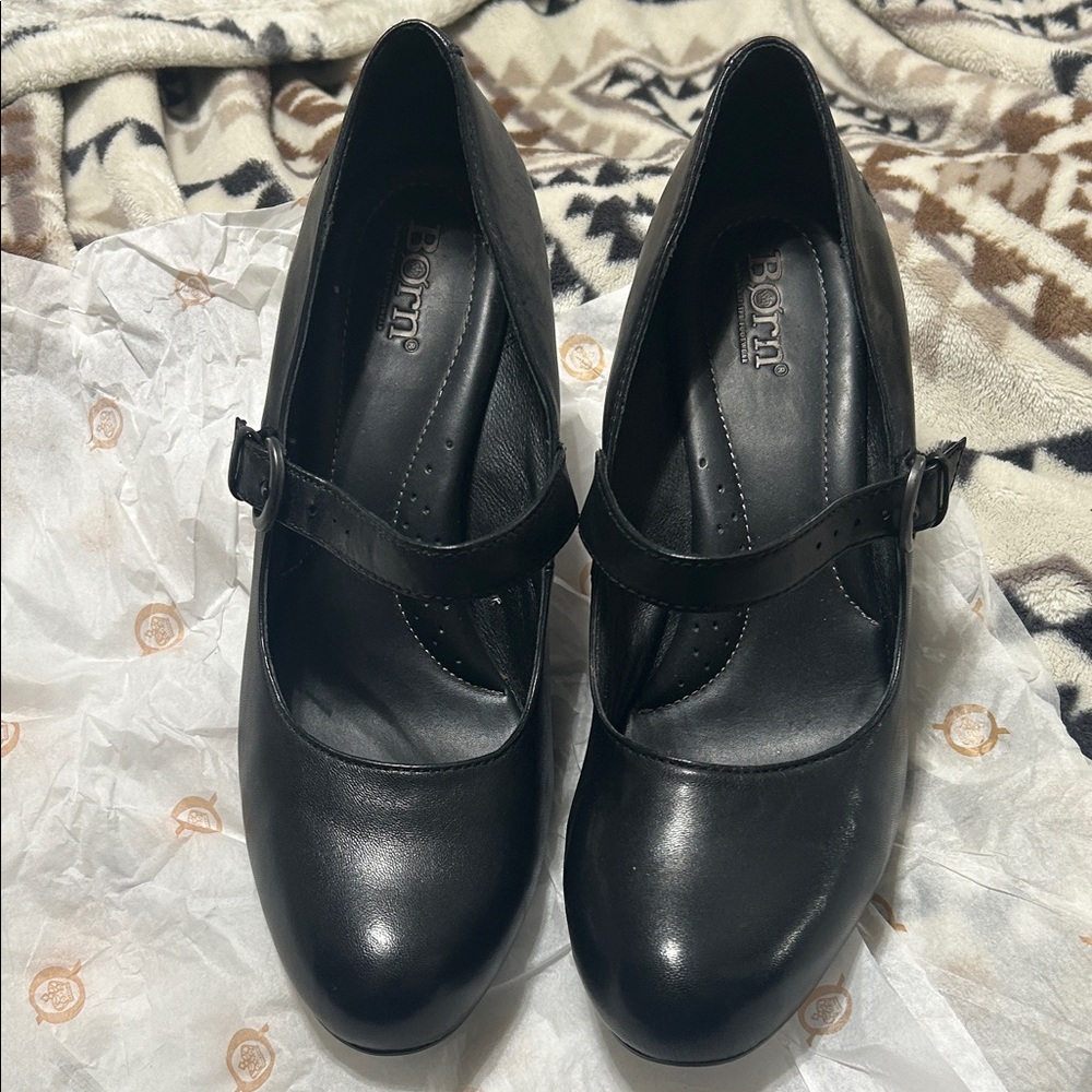 Born Black Leather Mary Jane Heels